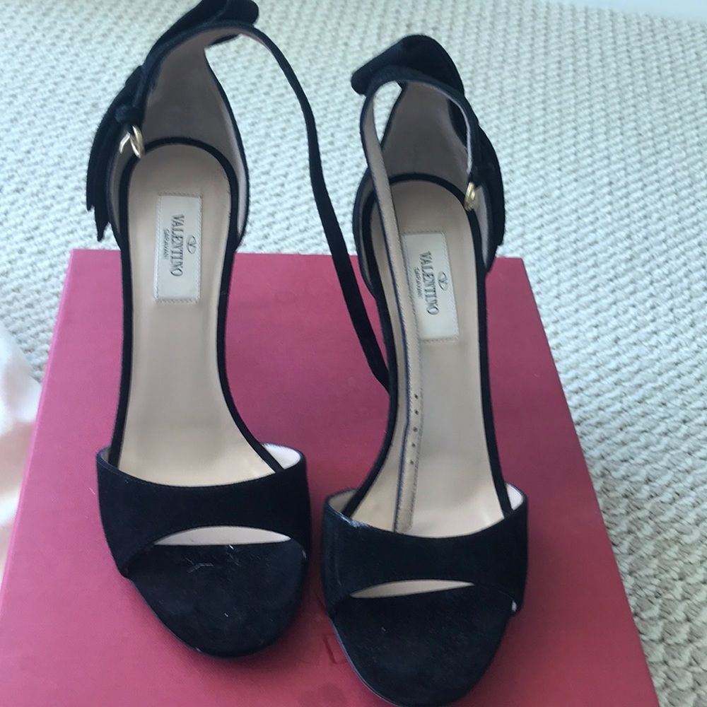 Brand new Valentino black suede high heel open toe